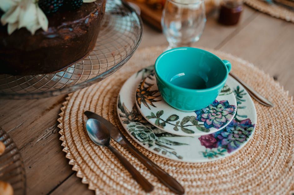 Corelle Impressions Watercolors dinnerware set on a laid table