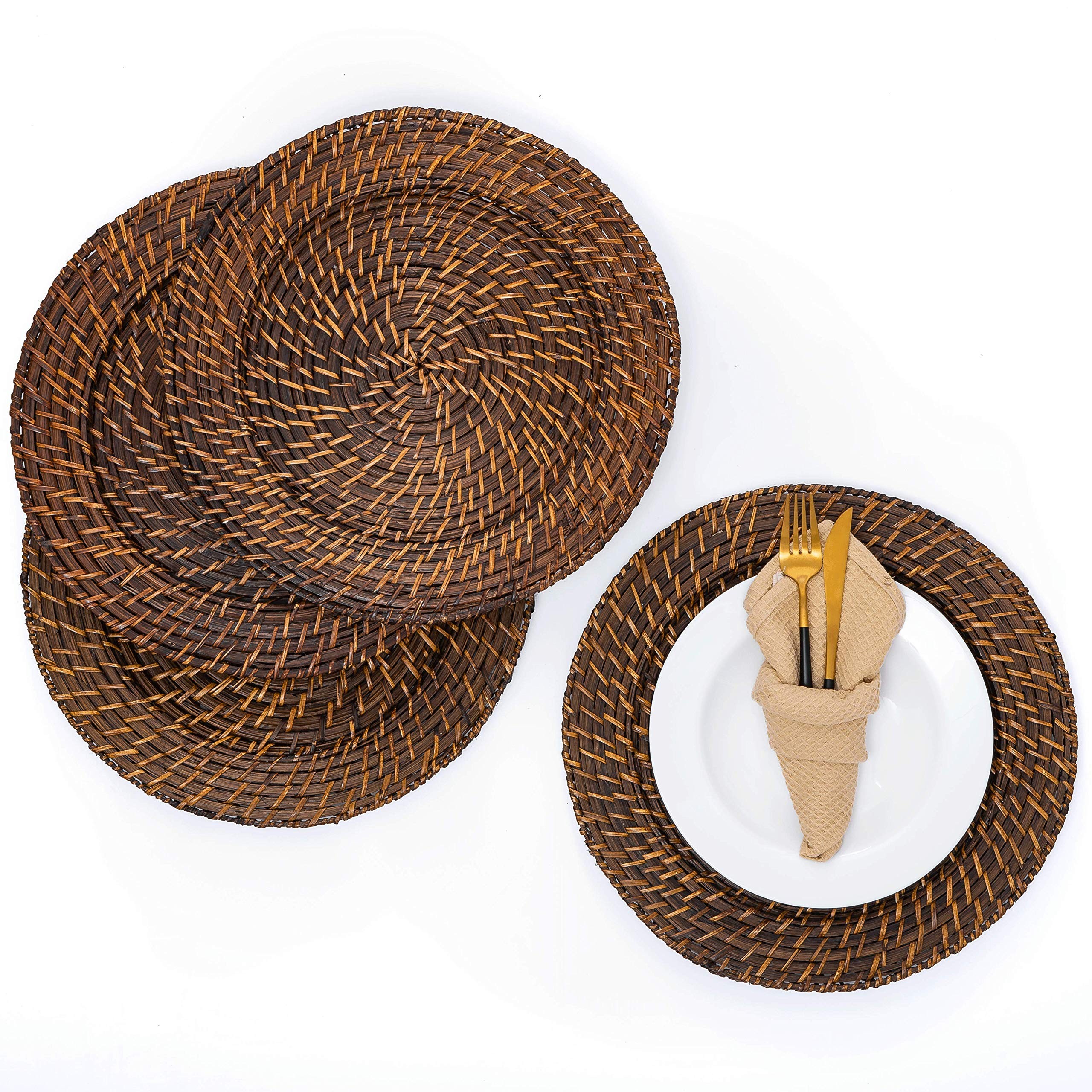 Wicker Rattan Charger Plates (Set of 4)