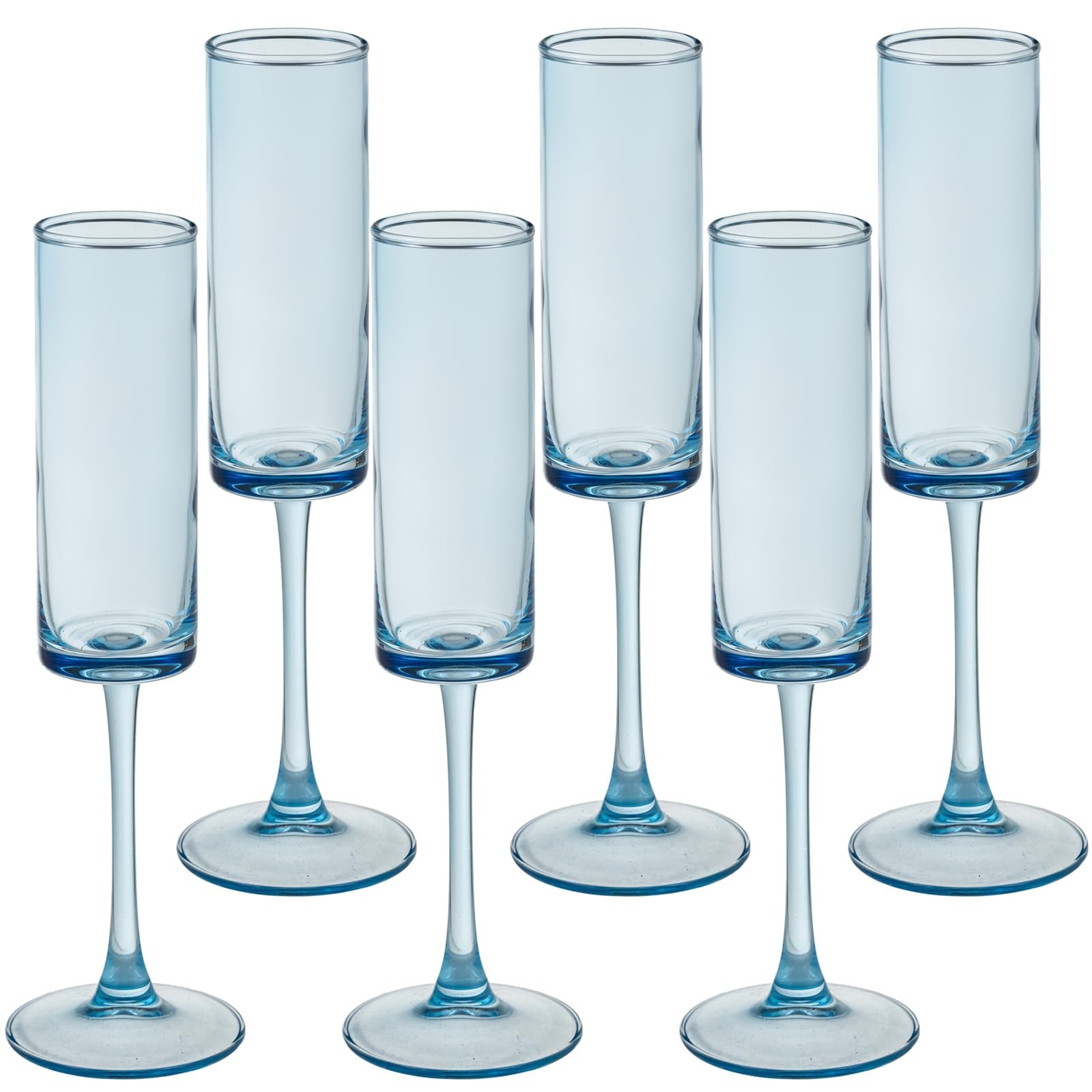 Blue Champagne Flutes Set of 6 6oz