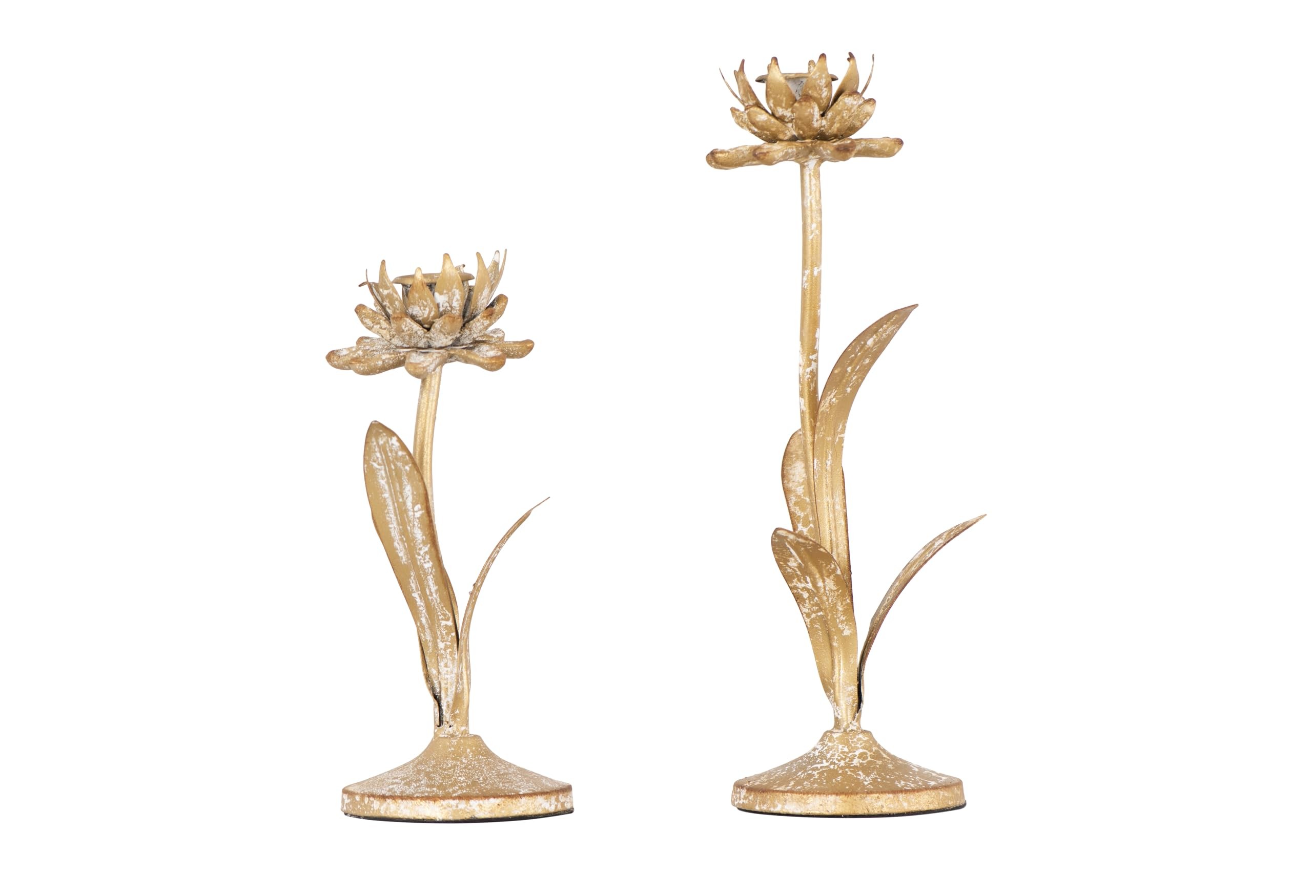 Creative Co-Op Cut Metal Flower Taper Candle Holder