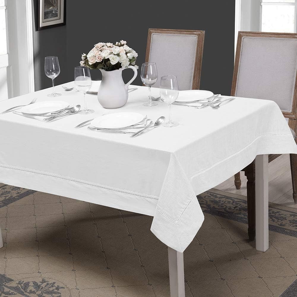 Simple & Opulence Premium 100% Linen Hemstitch Tablecloth