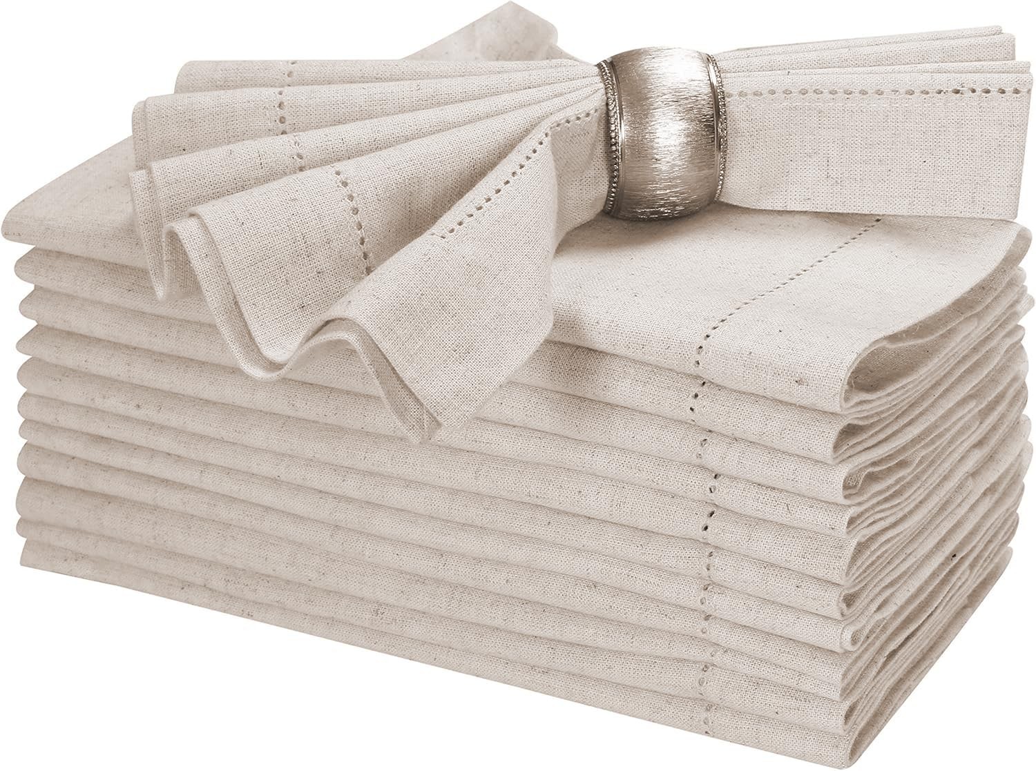 Bedding Craft Linen Flax Cotton Dinner Napkins Set of 12