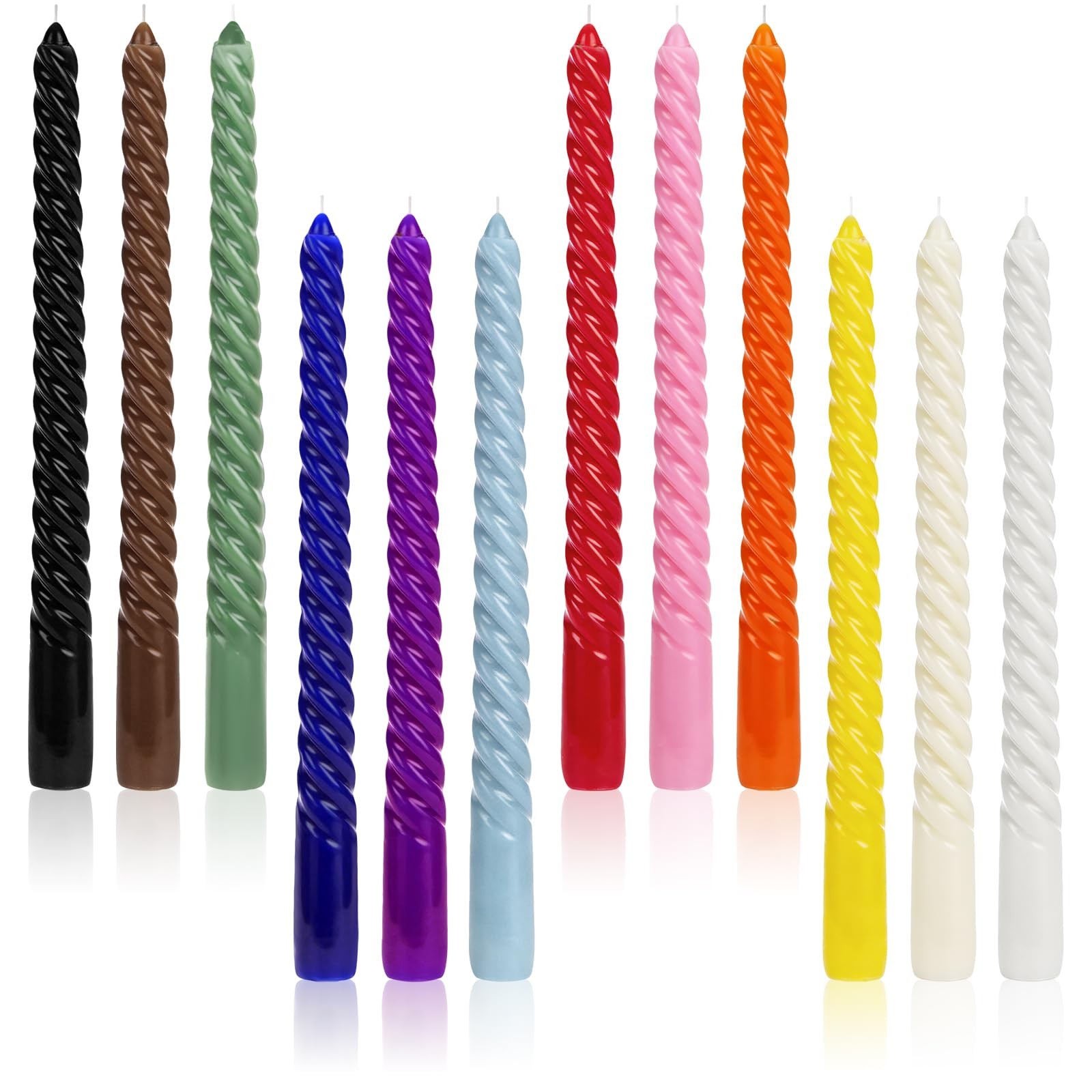 Twisted Taper Candles (Set of 12, Assorted)